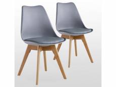 Lot de 2 chaises scandinaves grises lorenzo - assise