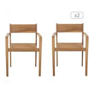 Lot de 2 fauteuils MILLA de jardin en bois d'acacia FSC coloris naturel - Bois