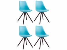 Lot de 4 chaises de salle à manger toulouse similicuir pieds ronds bois , bleu/cappuccino