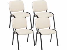 Lot de 4 chaises visiteur empilables ken en similicuir et piètement noir , crème