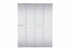 Meuble de chambre - armoire avec 8 portes-miroirs en mélaminé blanc. L-h-p : 148-191-34 cm.