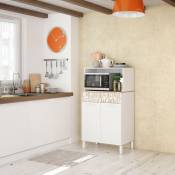 Meuble de cuisine 72x40x126 cm Blanc mat et Roble canadien avec impression décorative | chêne et blanc