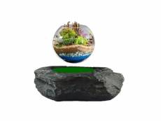 Mini-jardin en lévitation sur base rocher avec leds