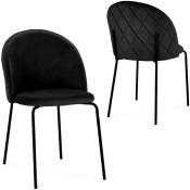 Mobilier Deco - karinne - Lot de 2 chaises en velours noir et pieds noirs - Noir