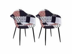 Molda - lot de 2 fauteuils patchwork rose noir et blanc