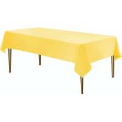 Nappes jaunesNappes jetables en plastique pour tables rectangulaires (paquet de 12)Nappes en plastique de haute qualité pour fêtes, 137,16 cm x