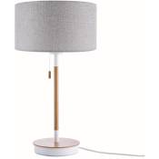 Paco Home - Lampe De Bureau Lampe De Chevet Hauteur 49 cm Design Scandinave Gris (Ø28 cm), Lampe de bureau blanc/bois