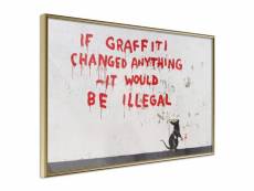 Paris prix - affiche murale encadrée "banksy if graffiti changed anything" 30 x 20 cm or