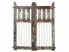 Porte en bois massif et en fer, pour une utilisation intérieure et extérieure