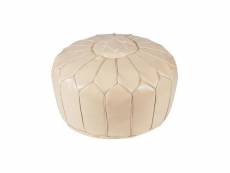Pouf rond simili cuir beige thessa 13838BE