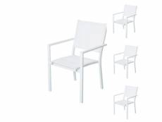 Quatuor de chaises textilène-métal blanc - vado - l 55 x l 65 x h 86 cm - neuf