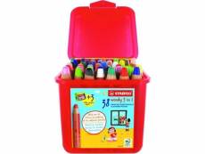 Schoolbox x 38 crayons multi-talents stabilo woody 3in1 + 3 taille-crayons