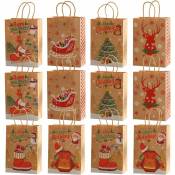 Serbia - Sacs Cadeaux de Noël,12 Pièce Sac Cadeau Noel en Papier Kraft Pochette Cadeau Noel Reutilisable Sac Papier Cadeau Noel avec Poignée