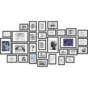 Set de 30 Cadres Photos Emotion pour décoration Murale pour Chambre Salon Bureau Maison Noir - Bomoe