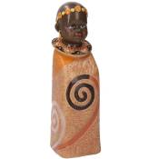 Statue d'enfant en céramique orange afrique cm8x8h26,5
