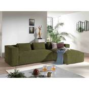 Stella - canapé d'angle - en velours côtelé - 4 places -style contemporain - droit - vert - Vert