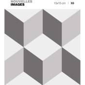 Stickers motif cubes seamless gris effet 3D 15 x 15