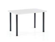 Table 120x60cm avec plateau blanc et pieds ronds noirs en métal rigel 189
