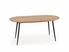 Table à manger extensible 120-160cm ovale avec plateau aspect chêne et pieds en acier noir atlanta 299