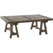 Table basse en bois d'orme coloris marron - longueur