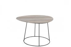 Table basse ovale en bois et métal