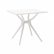 Table carrée avec plateau en bois laqué blanc et