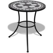 Table de bistro Noir et blanc 60 cm Mosaïque - The Living Store - Noir