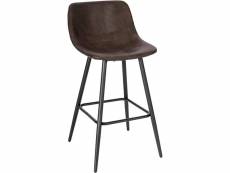 Tabouret de bar avec assise rembourrée-chaise haute cuisine en similicuir-brun