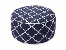 Tabouret pouf siège intérieur/extérieur design moderne 29x55cm textile filé poly bleu-blanc 04_0005316