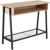 Tectake - Table Console Style industriel 100 x 35 x 80,5 cm - Bois clair industriel, Chêne Sonoma