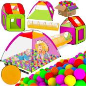 Tente de jeu Maison de jeu Tente pour bébé 200 balles Bassin de balles Tente pour enfants Idéal pour la maison & le jardin Sac Tunnel xxl - Kidiz