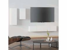 Vidaxl ensemble de meubles tv 4 pcs blanc bois d'ingénierie