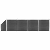 Vidaxl - Ensemble de panneau de clôture wpc 792x(105-186) cm Noir Noir