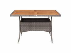 Vidaxl table d'extérieur gris résine tressée et bois d'acacia solide 46188