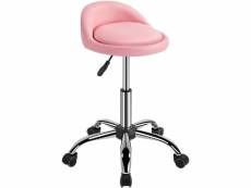 Yaheetech tabouret de travail à roulettes réglable pivotant chaise pour salon message rose