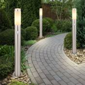3x lampe sur pied d'extérieur terrasse lampe de jardin base en acier inoxydable argent sensor
