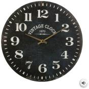 Atmosphera - Horloge - bois - D38 cm créateur d'intérieur - Noir
