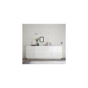 Azura Home Design - Buffet 2 portes et 3 tiroirs jupiter blanc laqué brillant 241 cm