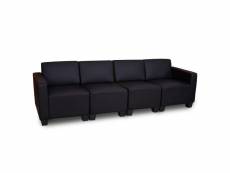 Canapé 4 places lounge/salon lyon, système modulaire, simili-cuir, noir