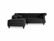 Canapé d'angle gauche empire velours noir style chesterfield