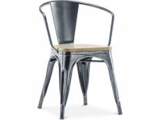 Chaise de salle à manger avec accoudoirs - bois et acier - stylix industriel
