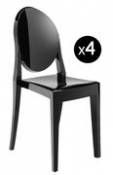Chaise empilable Victoria Ghost / Lot de 4 - Polycarbonate 2.0 - Kartell noir en plastique