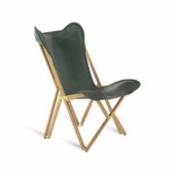 Chaise pliant Chelsea INDOOR / Teck et toile cuir - Unopiu vert en cuir