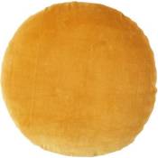 Coussin rond en velours Jaune moutarde, 40 cm