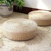 Csparkv - Lot de 1 coussins de sol Tatami de grande taille, ronds, rembourrés, tapis de paille pour siège extérieur (diamètre : 40 cm)