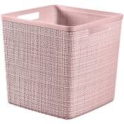 Curver - Boîte de rangement Cube 17l Jute recyclé rose
