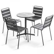 Ensemble de jardin table ronde et 4 chaises gris