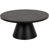 Hellin - Table basse ronde en céramique et métal D85 - girolle - noir