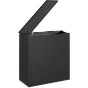 Helloshop26 - Boîte à coussins coffre de rangement de jardin résine tressée 100 x 49 x 103,5 cm noir - Noir