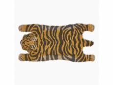 Homescapes paillasson coloré en fibres de coco en forme de tigre, 74 cm DM1148